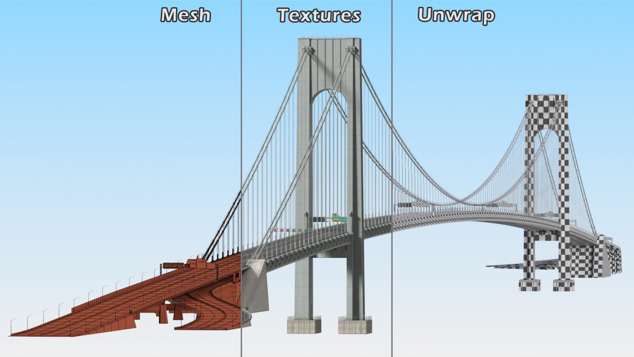 3D Suspension Bridges Collection 3