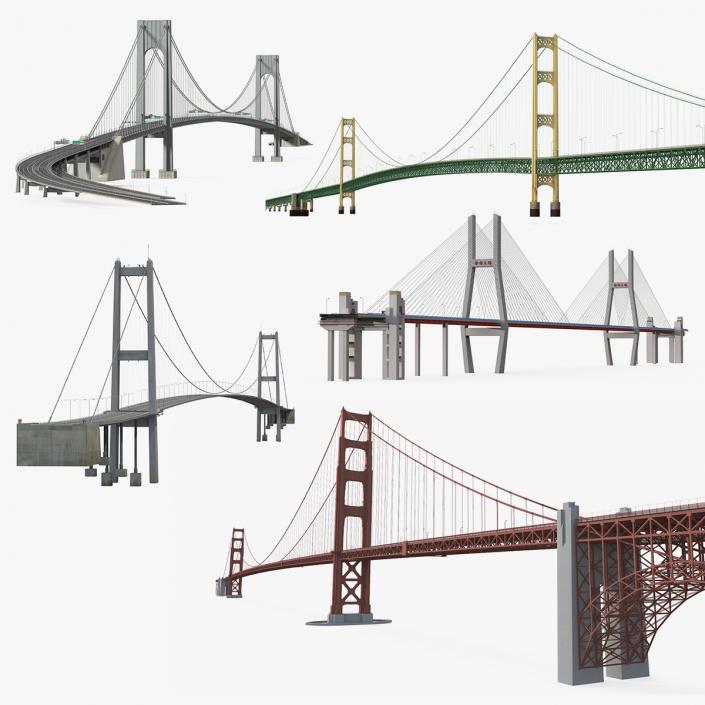 3D Suspension Bridges Collection 3