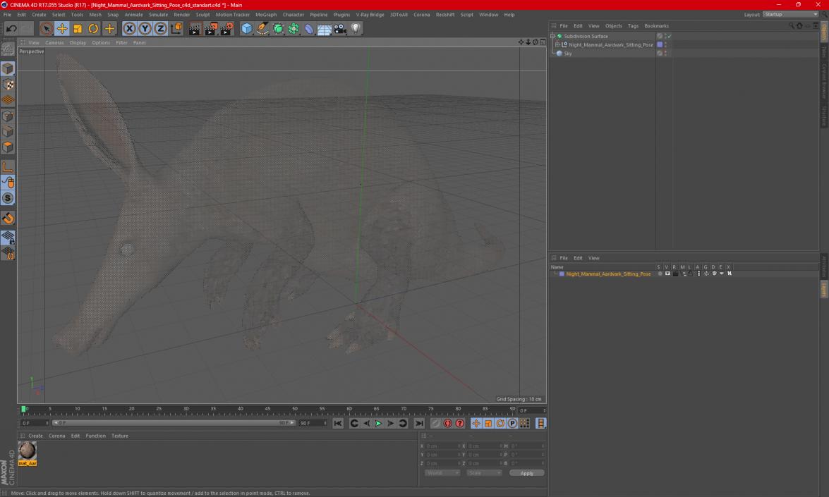 Night Mammal Aardvark Sitting Pose 3D model