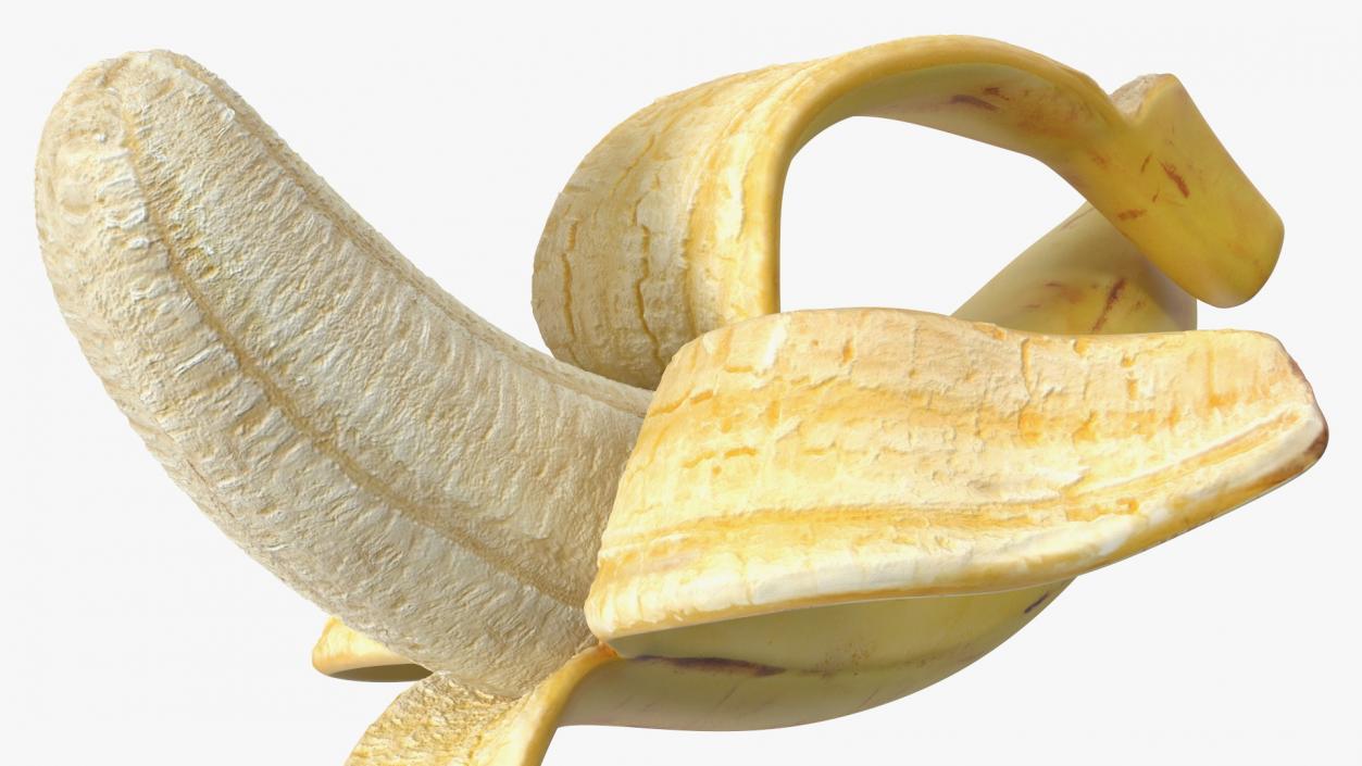 Ripe Banana Peeled From Stem End 3D