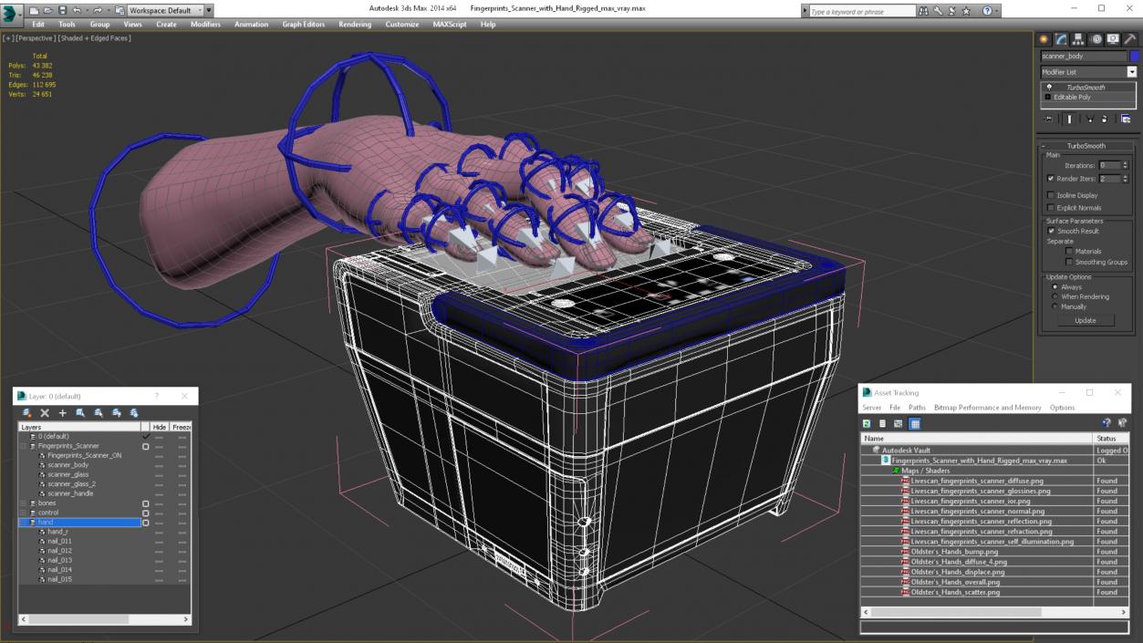 Fingerprints Scanner with Hand Rigged 3D