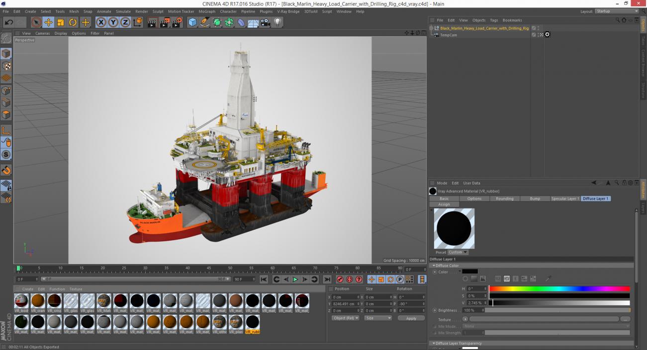 Black Marlin Heavy Load Carrier with Drilling Rig 3D model