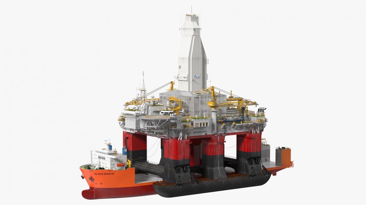 Black Marlin Heavy Load Carrier with Drilling Rig 3D model