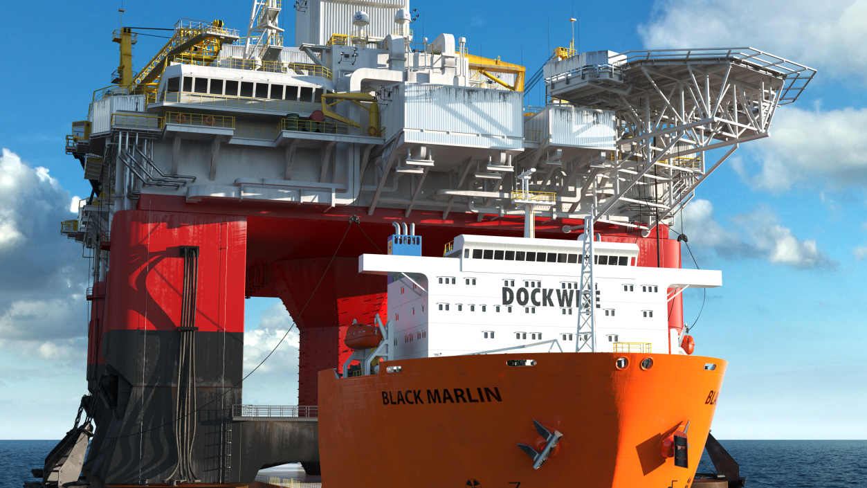 Black Marlin Heavy Load Carrier with Drilling Rig 3D model