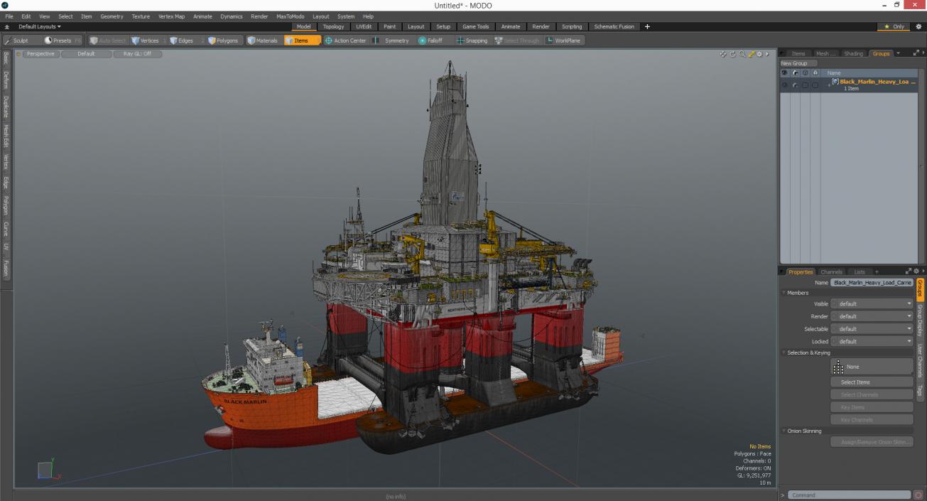 Black Marlin Heavy Load Carrier with Drilling Rig 3D model