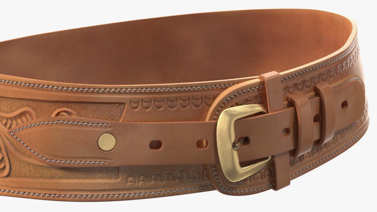 3D Western Gun Leather Belt with Revolver model