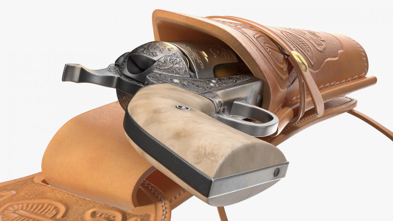 3D Western Gun Leather Belt with Revolver model