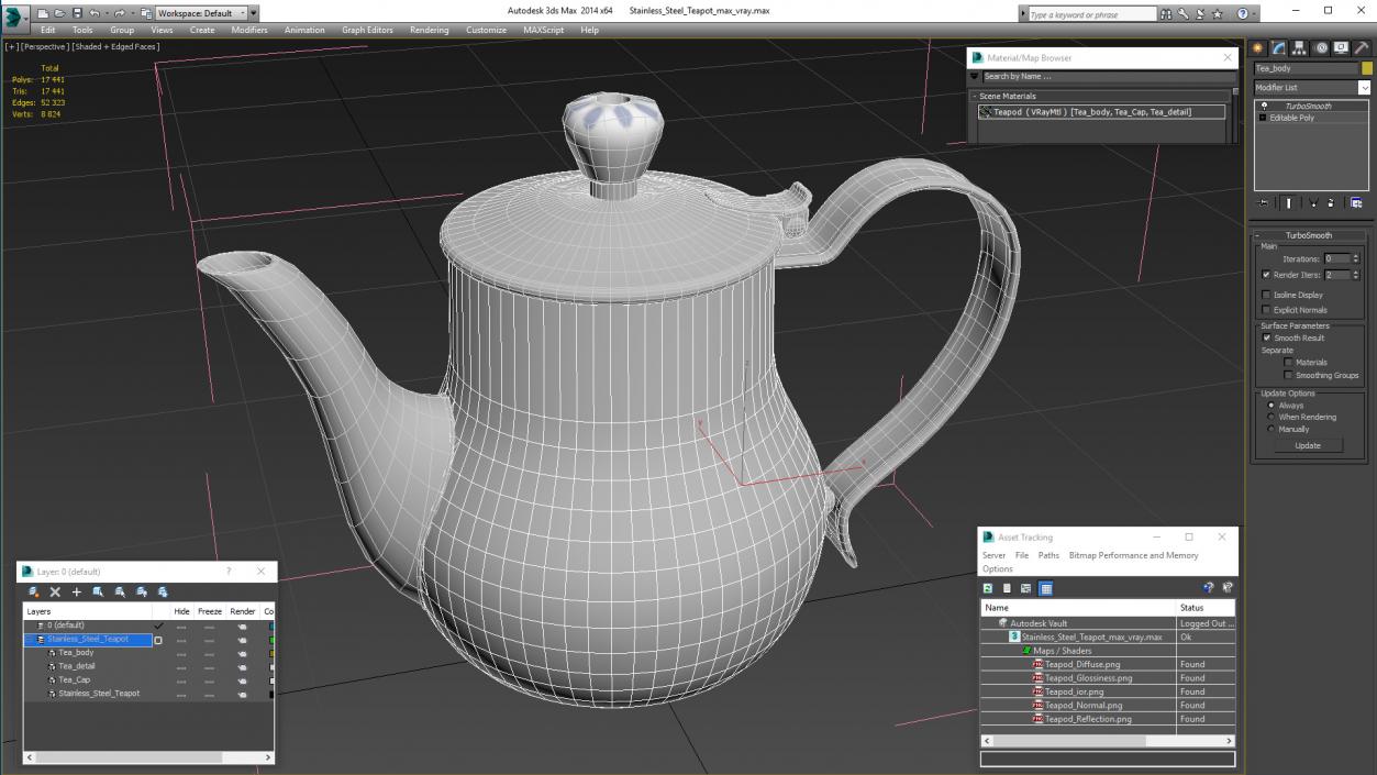 Stainless Steel Teapot 3D