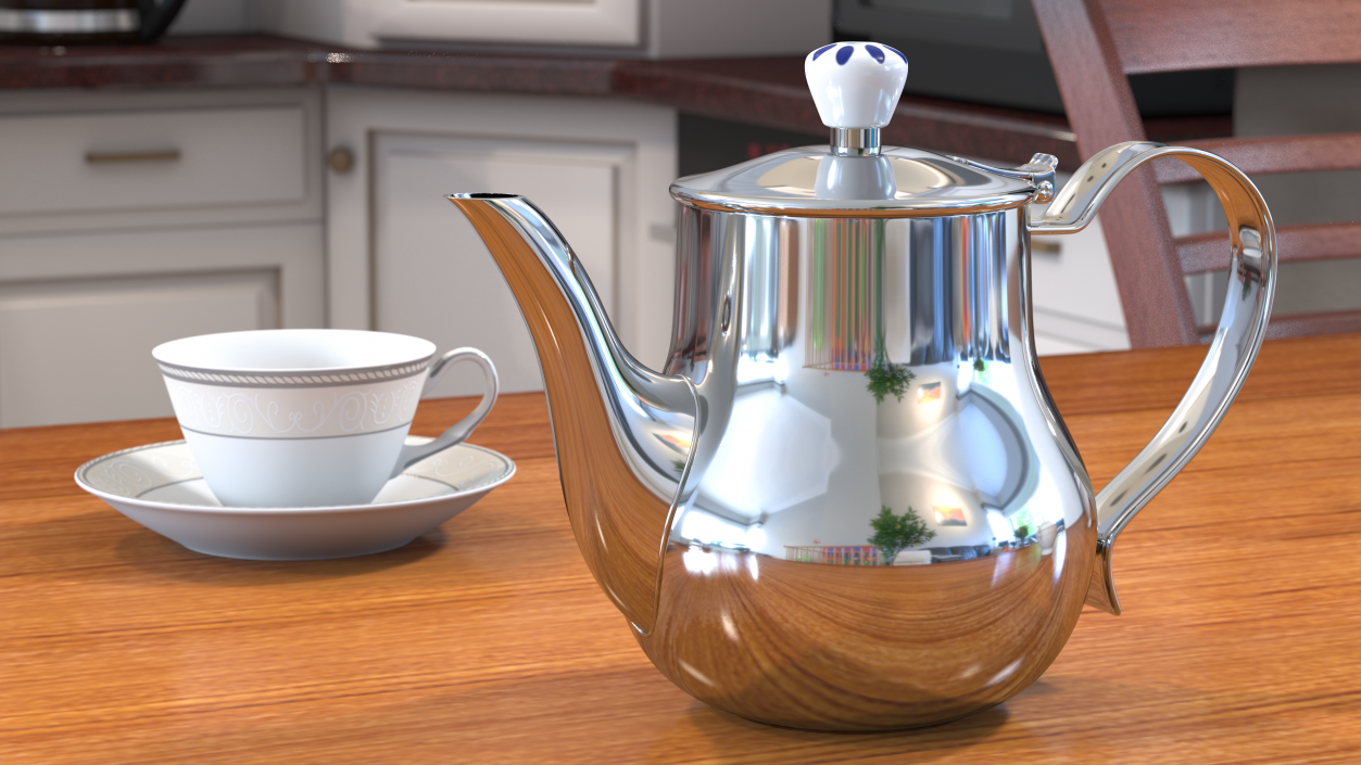 Stainless Steel Teapot 3D