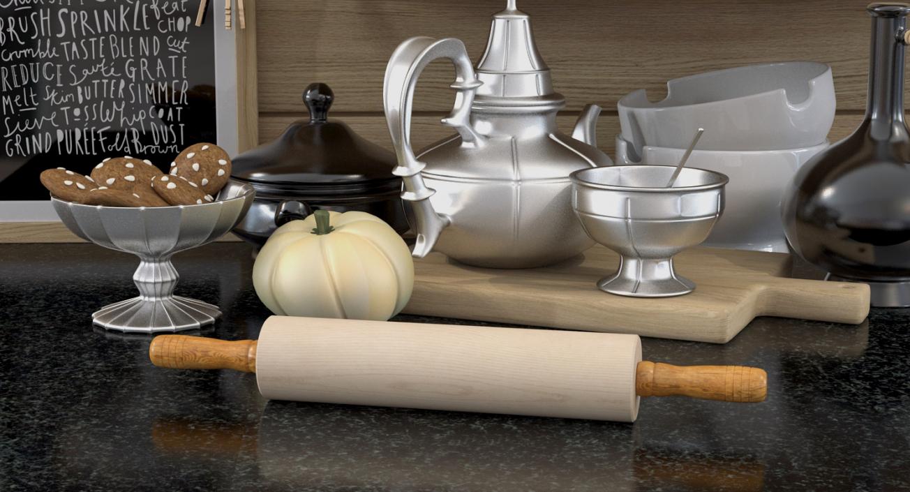 Dough on Board with Rolling Pin 3D Models Collection 3D