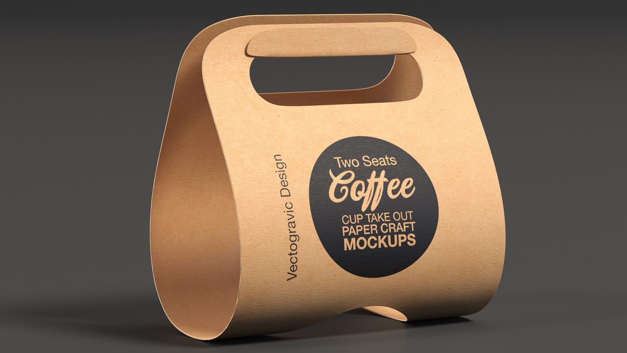 Mockup Kraft Paper Cup Holder One Cup 3D