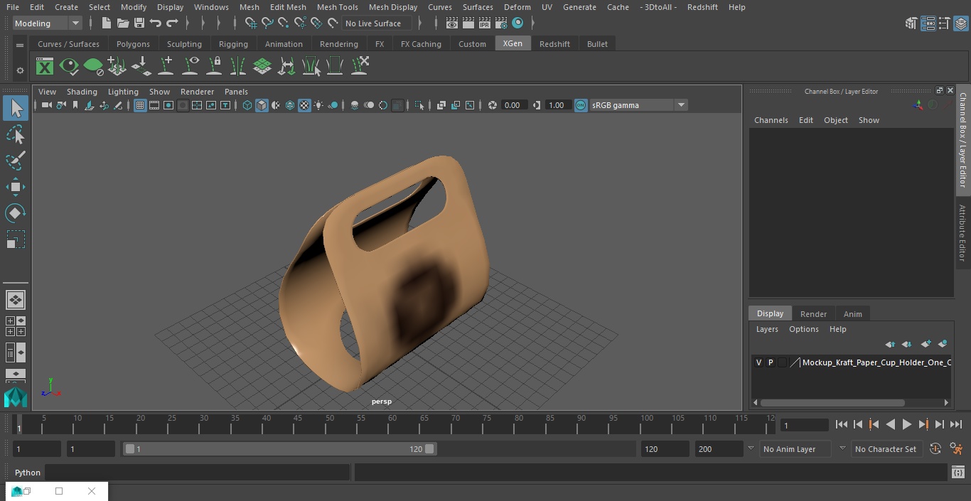 Mockup Kraft Paper Cup Holder One Cup 3D