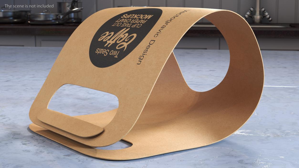 Mockup Kraft Paper Cup Holder One Cup 3D