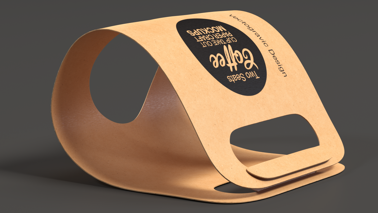 Mockup Kraft Paper Cup Holder One Cup 3D