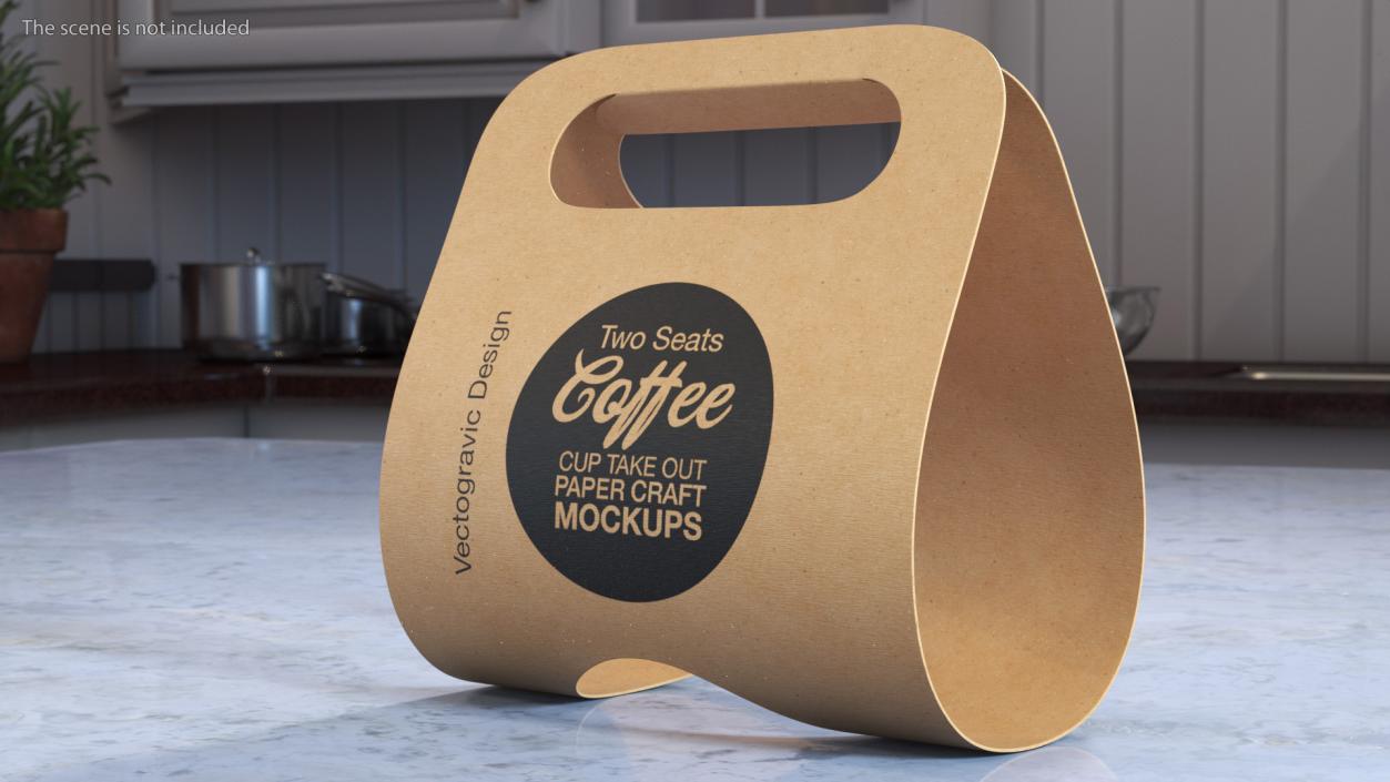 Mockup Kraft Paper Cup Holder One Cup 3D