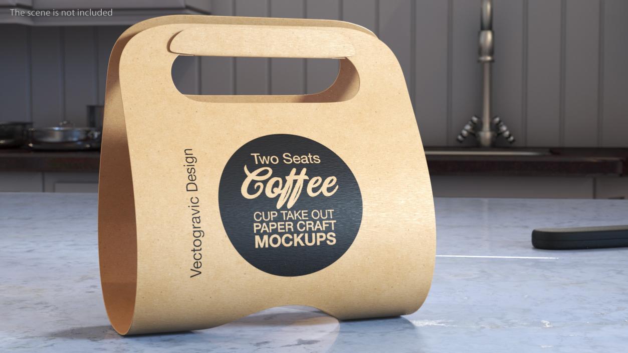 Mockup Kraft Paper Cup Holder One Cup 3D