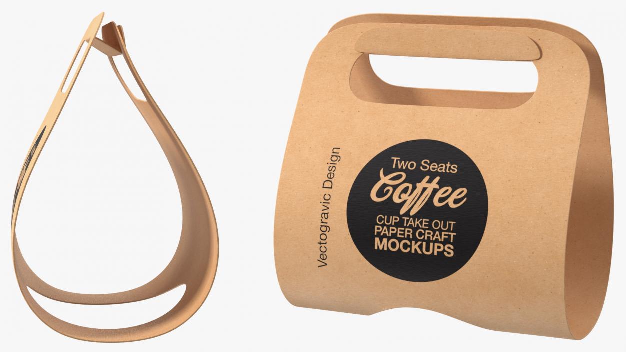 Mockup Kraft Paper Cup Holder One Cup 3D