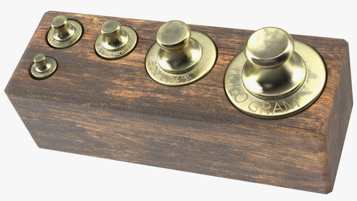 3D Antique Balance Scale with Weights Set model