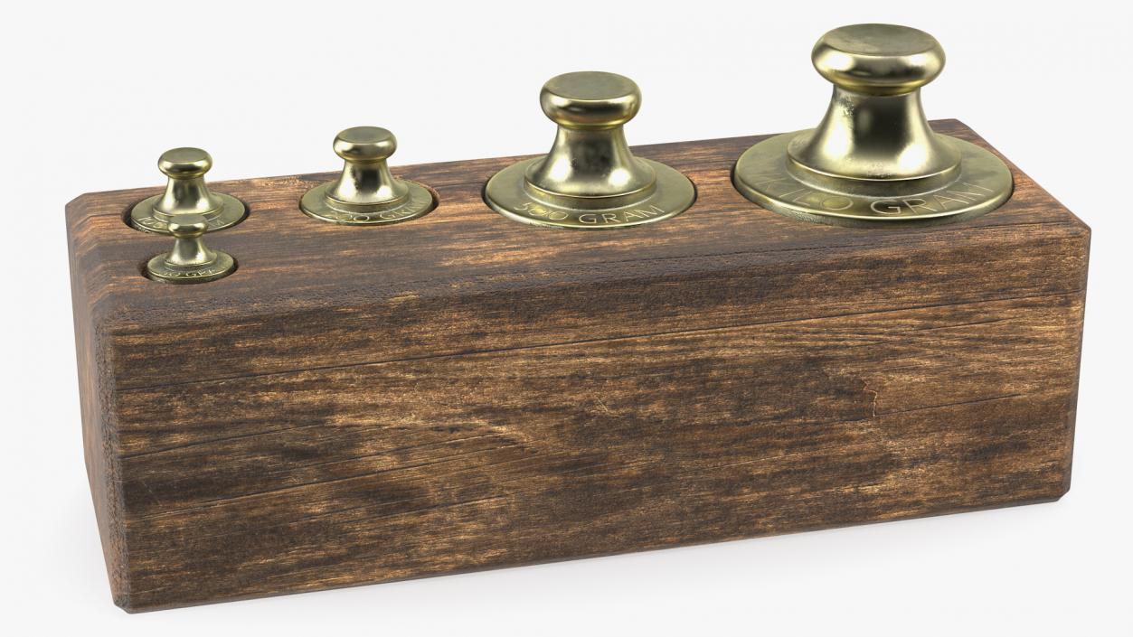 3D Antique Balance Scale with Weights Set model