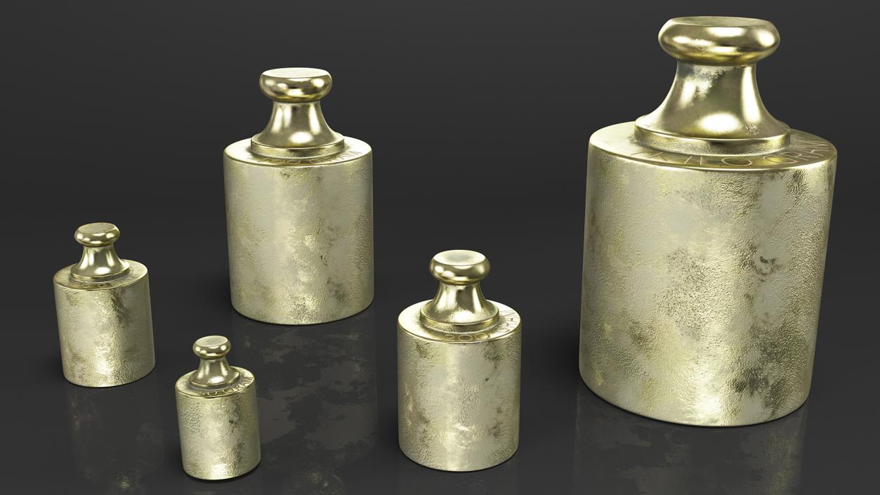 3D Antique Balance Scale with Weights Set model