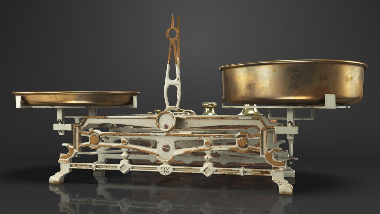 3D Antique Balance Scale with Weights Set model