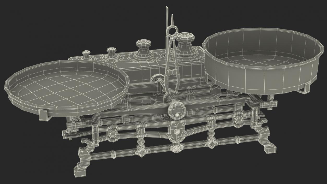 3D Antique Balance Scale with Weights Set model