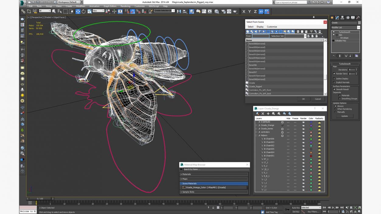 3D Magicicada Septendecim Rigged for Maya model