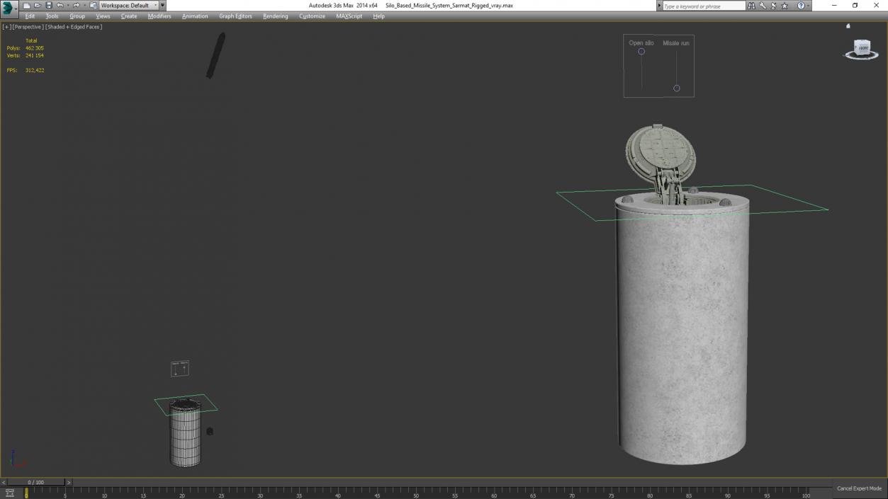 Silo Based Missile System Sarmat Rigged 3D model