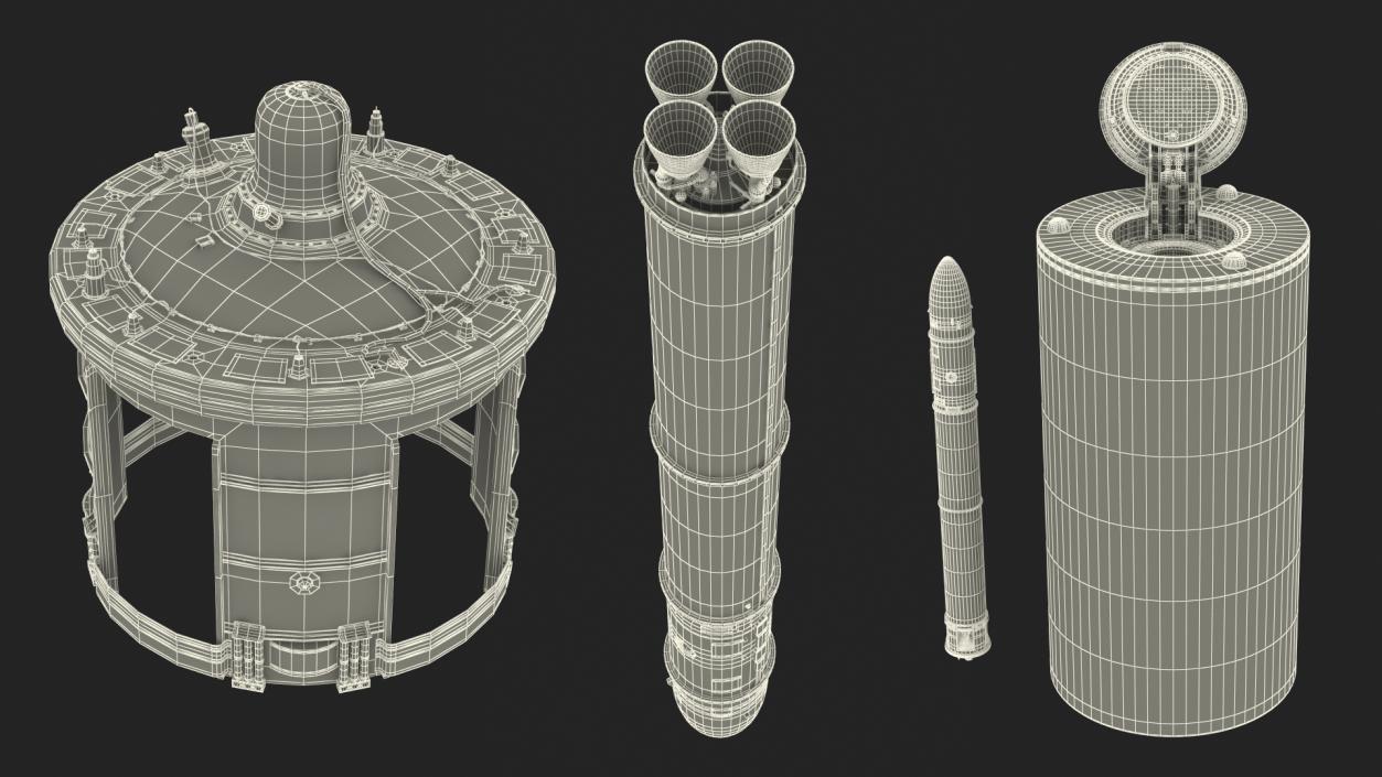 Silo Based Missile System Sarmat Rigged 3D model