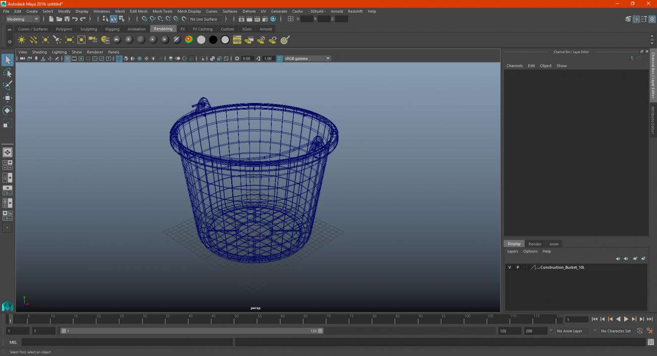 3D Construction Bucket 10L model