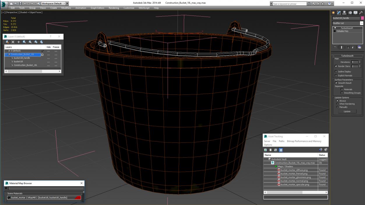 3D Construction Bucket 10L model