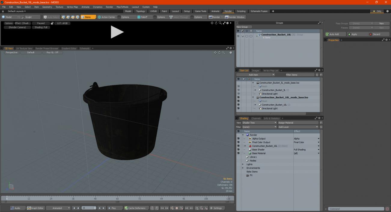 3D Construction Bucket 10L model