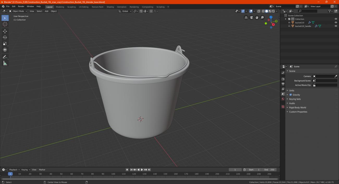 3D Construction Bucket 10L model