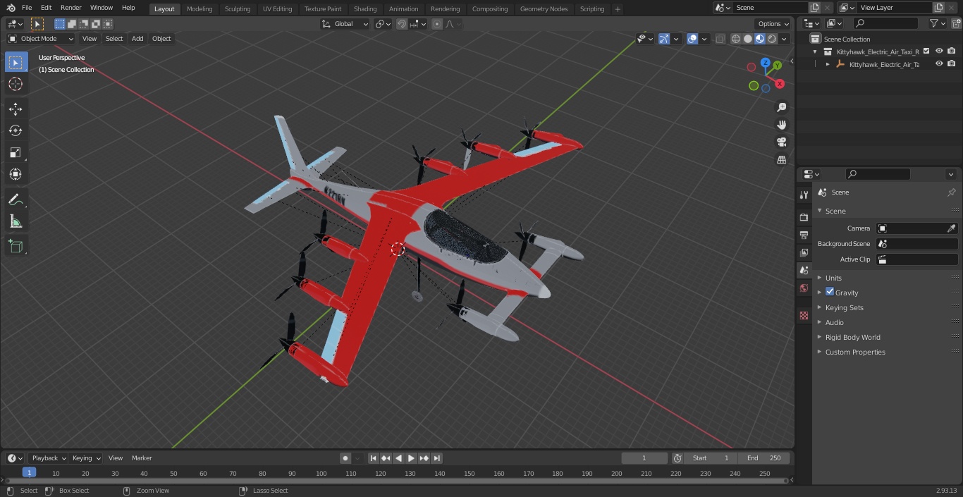 3D Kittyhawk Electric Air Taxi Red