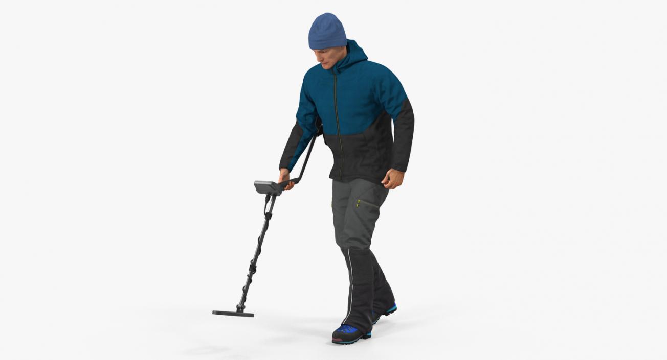 3D Man with Metal Detector Searching Pose model