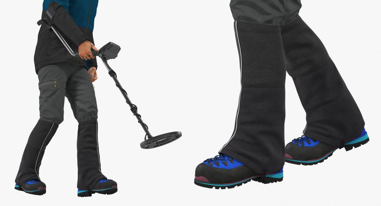 3D Man with Metal Detector Searching Pose model