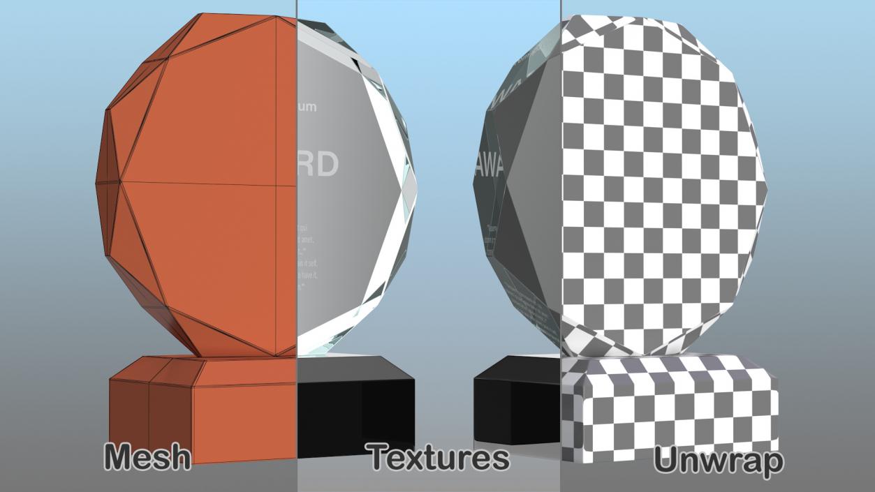 Octahedron Glass Award Trophy 3D model