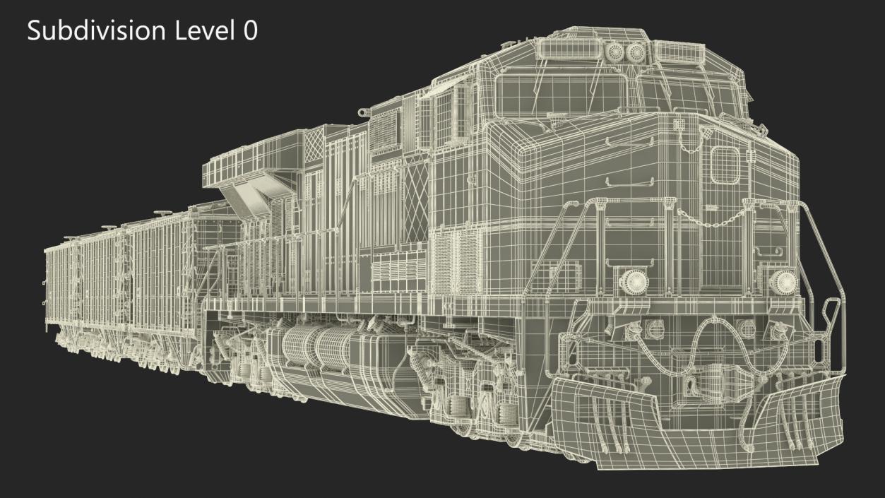 3D CSX GE ES44AC Locomotive Train with Freight Cars model