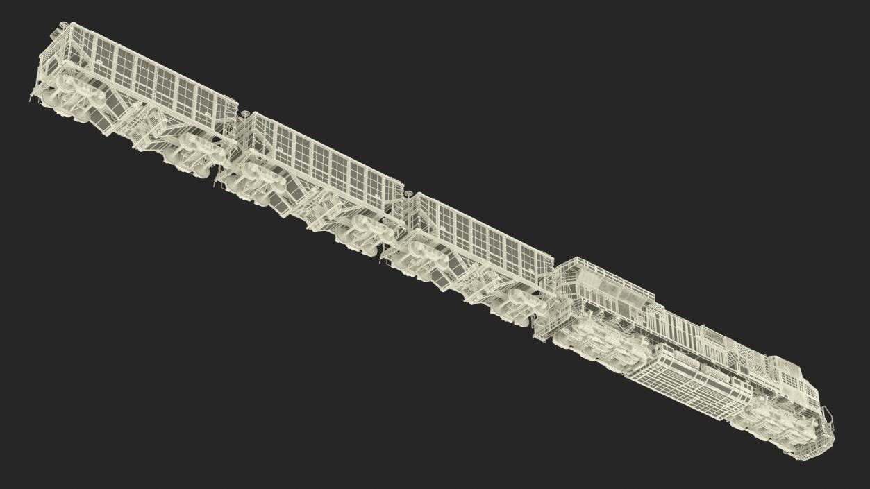 3D CSX GE ES44AC Locomotive Train with Freight Cars model