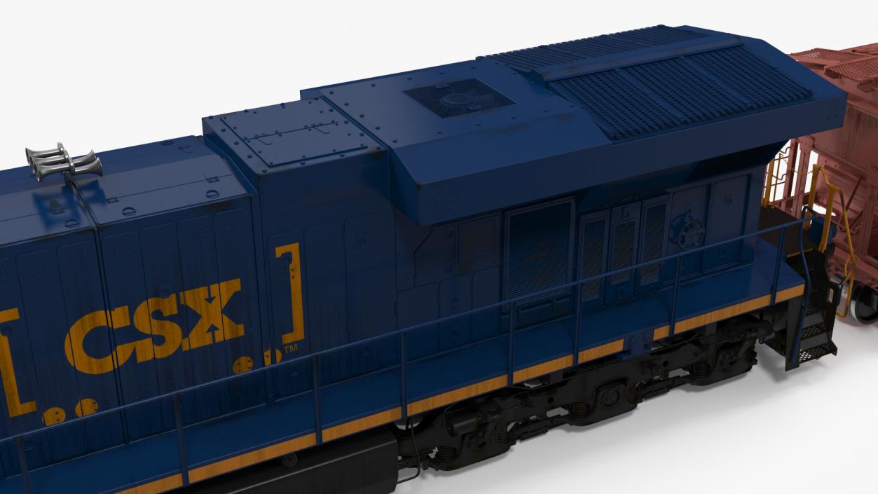 3D CSX GE ES44AC Locomotive Train with Freight Cars model