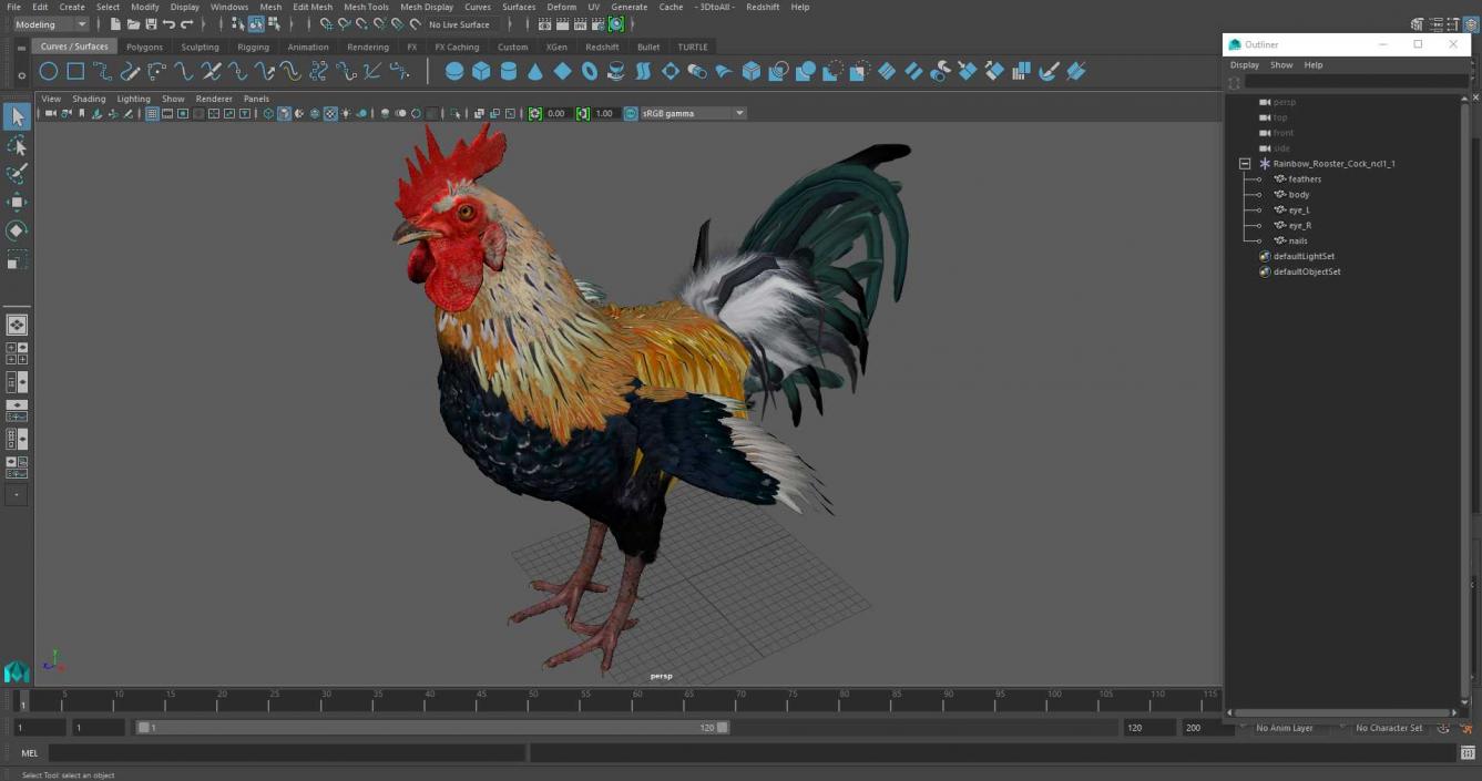 3D model Rainbow Rooster Cock