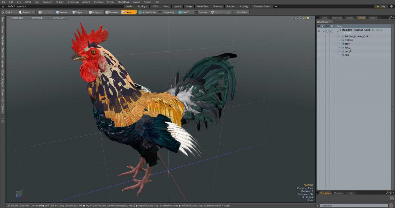 3D model Rainbow Rooster Cock