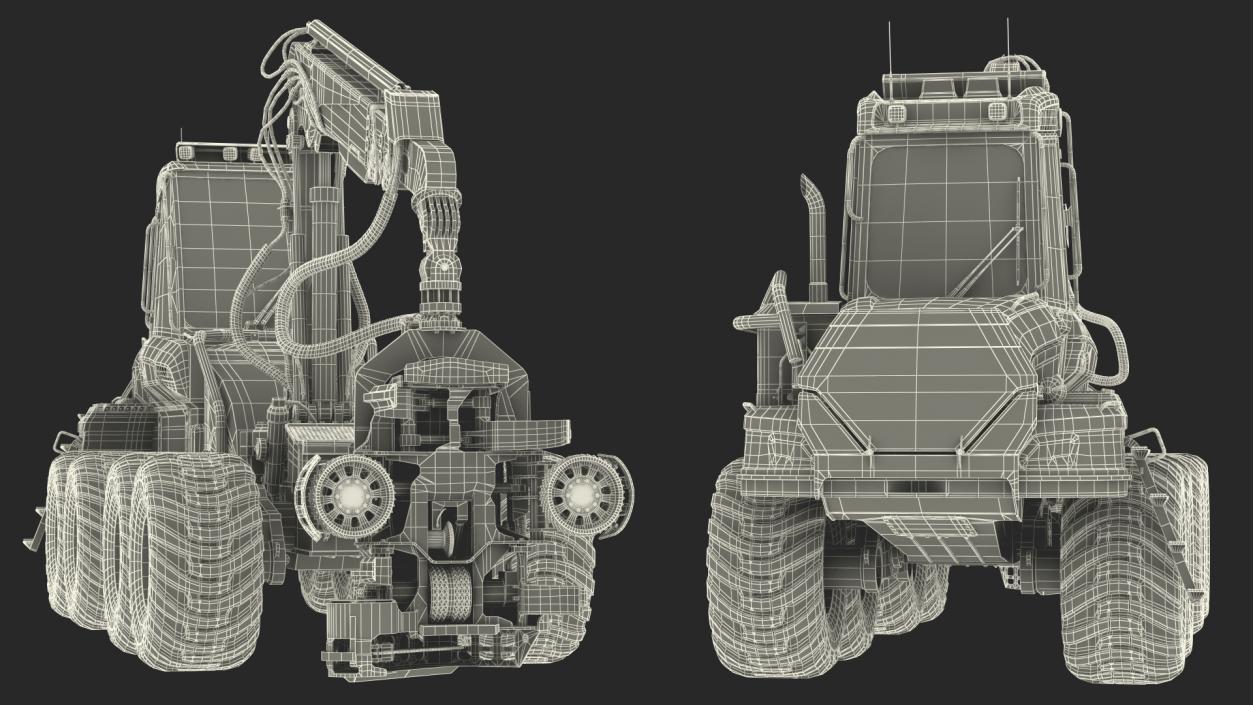 3D Forestry Harvester Dirty Rigged