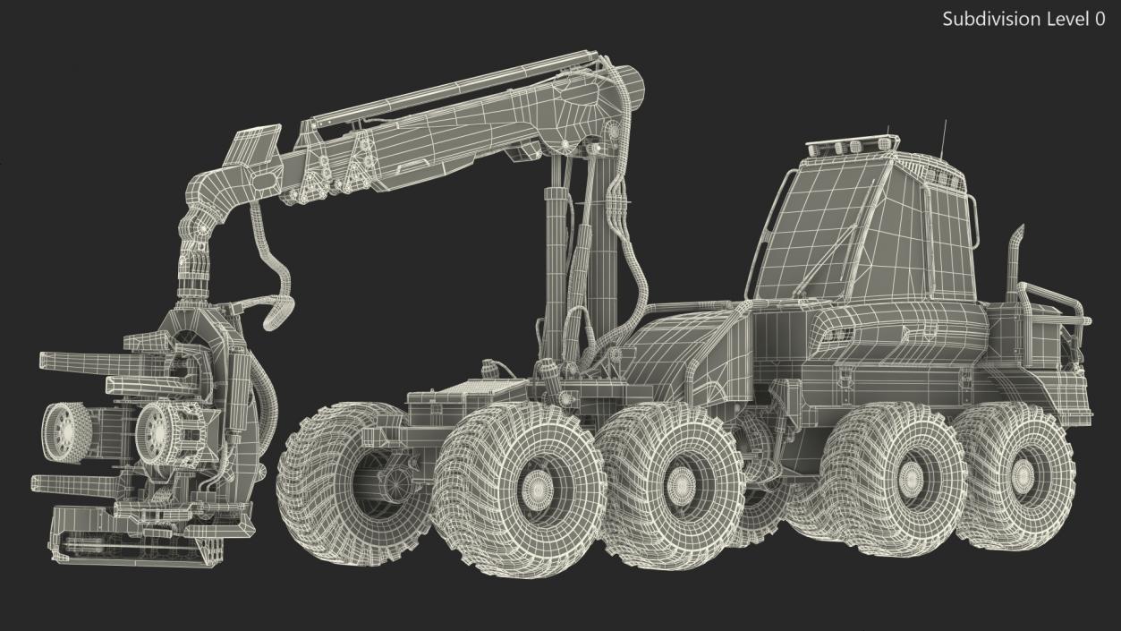 3D Forestry Harvester Dirty Rigged