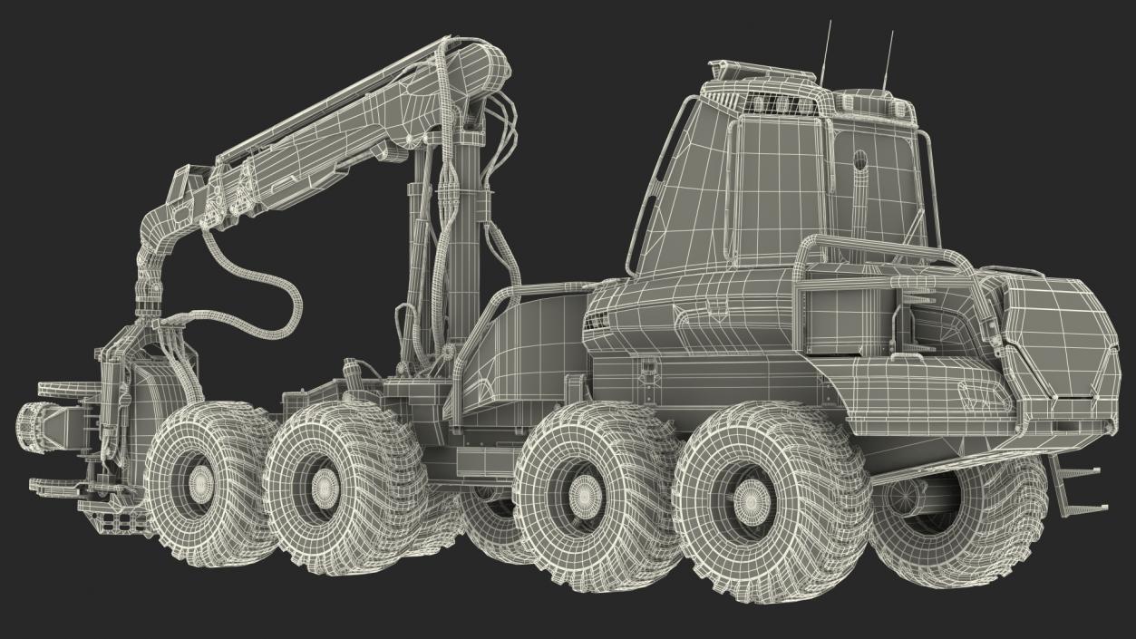 3D Forestry Harvester Dirty Rigged