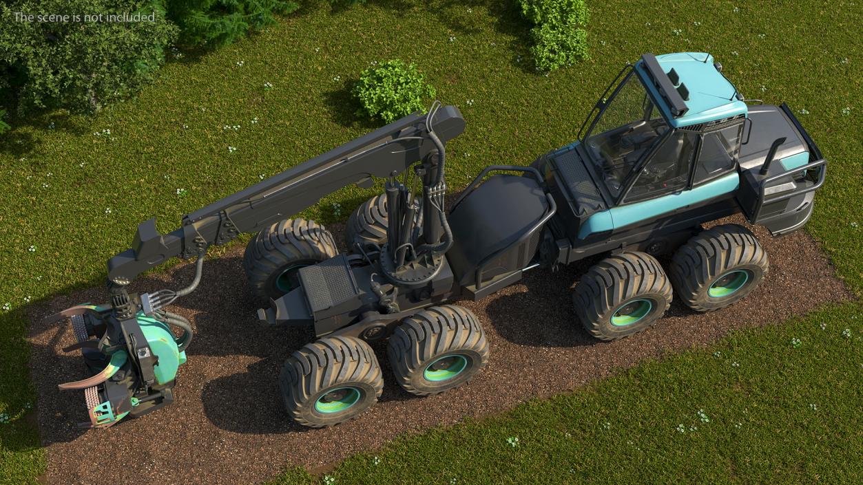 3D Forestry Harvester Dirty Rigged