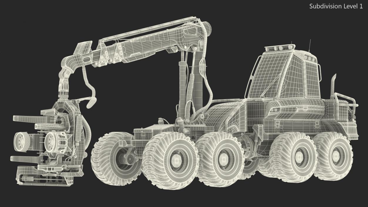 3D Forestry Harvester Dirty Rigged