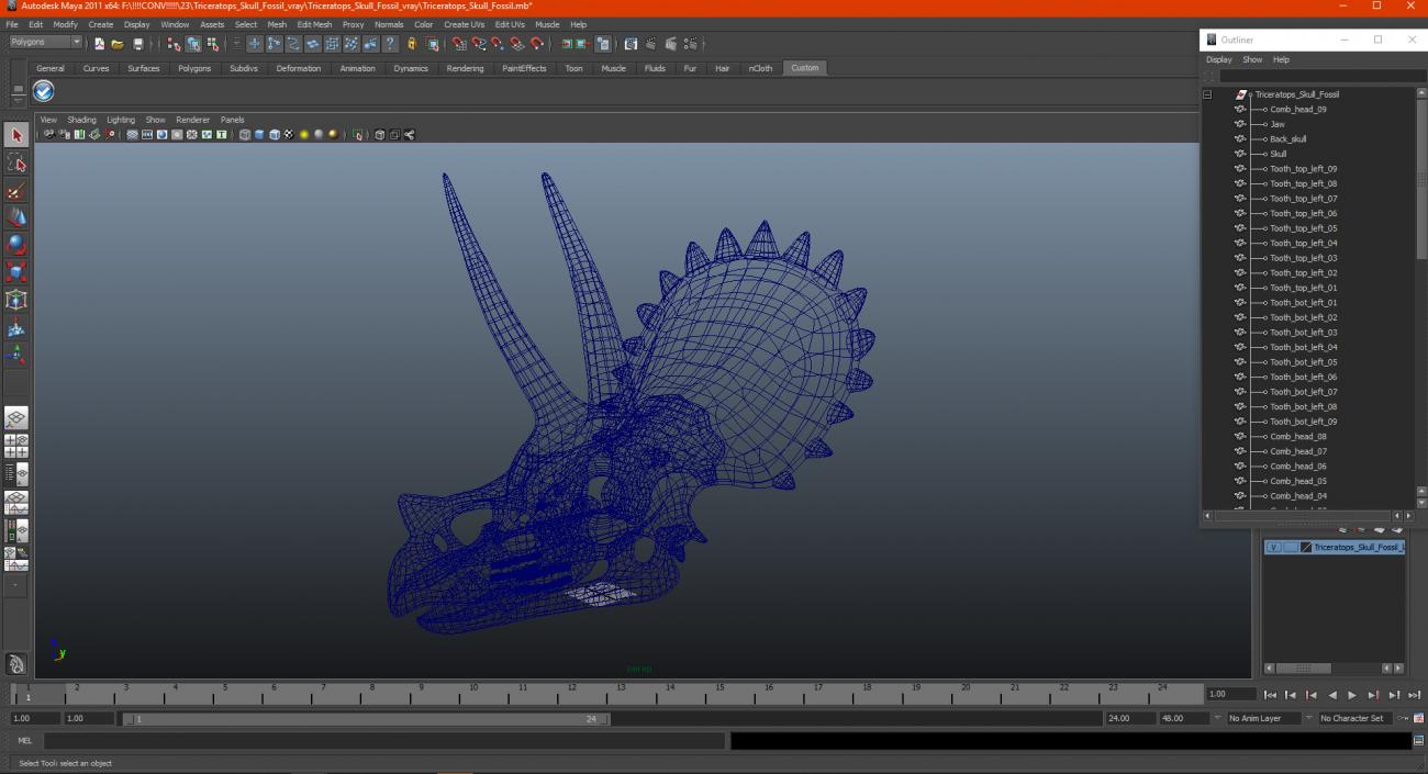 Triceratops Skull Fossil 3D model