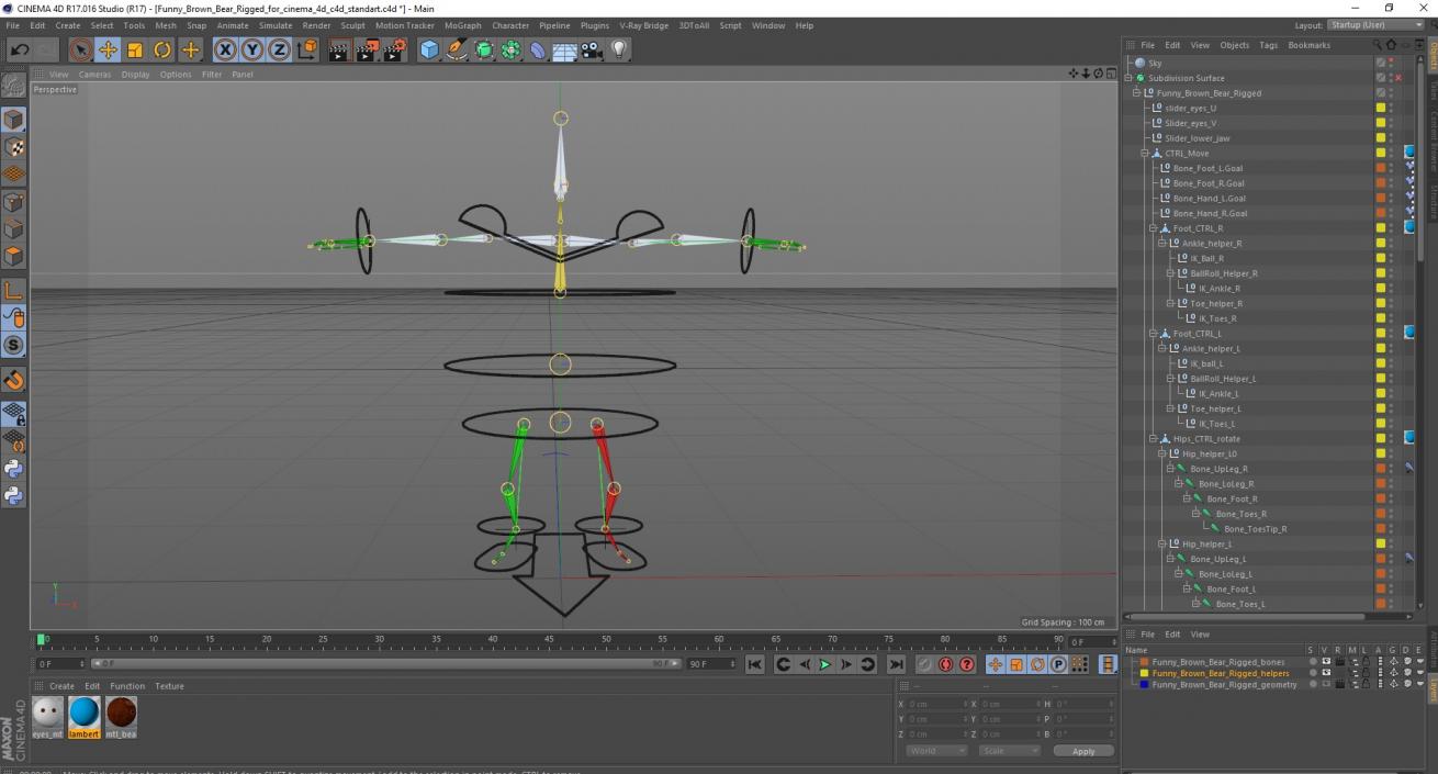 Funny Brown Bear Rigged for Cinema 4D 3D