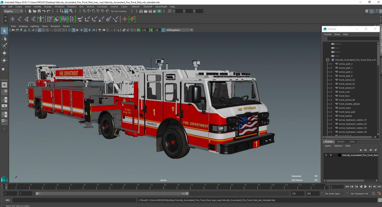 3D Velocity Ascendant Fire Truck Red model